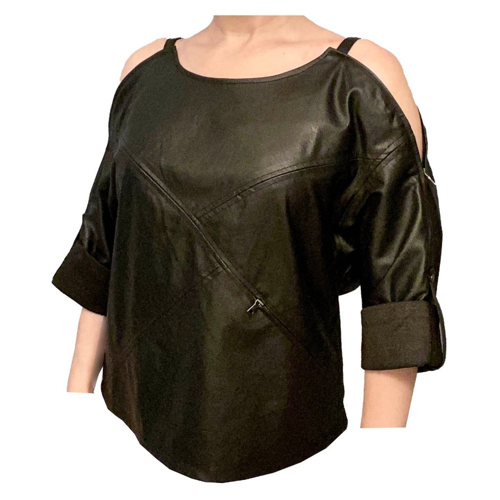 BCBGMaxAzria Moto Top Leather Look